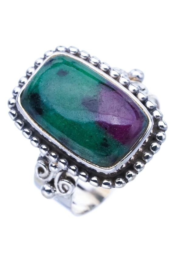 StarGems Natural Ruby Zoisite Handmade 925 Sterling Silver Ring 8 F0551
