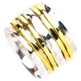 thumbnail image 1 of StarGems&reg; Natural Spinning Two Tones Five-Layer Hammered Handmade 925 Sterling Silver Ring A4592, 1 of 6