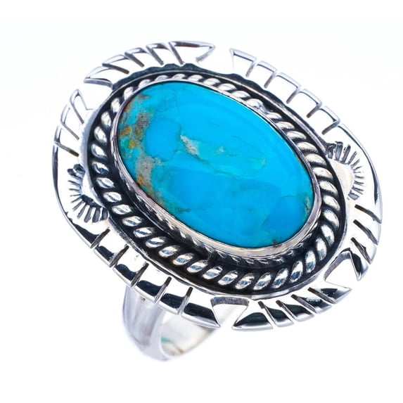 StarGems® Natural Turquoise Pigeon Wings Handmade 925 Sterling Silver Ring 9 F0485