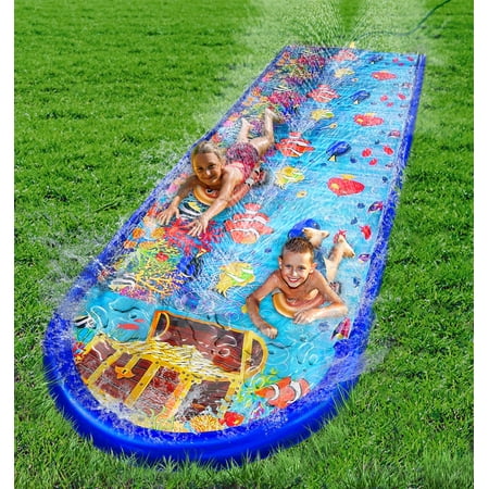 StarGo 18 ft x 5 ft Undersea Dual Slip and Slide with Splash Pad for Kids and Adults Outdoor Water Toy
