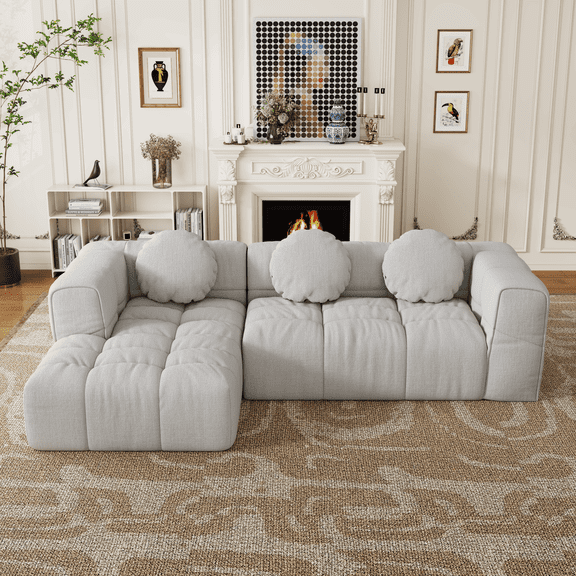StarHome Faux Leather Sectional Sofa, 6 Seats Sleeper Couch with Reversible Chaise, Storage Ottoman, Modular L Shaped Sectional Sofa with Extra Headrests, Living Room Furniture for Apartment, Brown