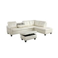 thumbnail image 1 of Prehome Faux Leather Sectional Sofa, 6 Seats Sleeper Couch with Reversible Chaise, Storage Ottoman, Modular L Shaped Sectional Sofa with Extra Headrests, Living Room Furniture for Apartment, White, 1 of 9
