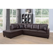 StarHomeLiving 2 Pieces left facing Faux Leather Sectional Sofa Set, Brown Left Facing