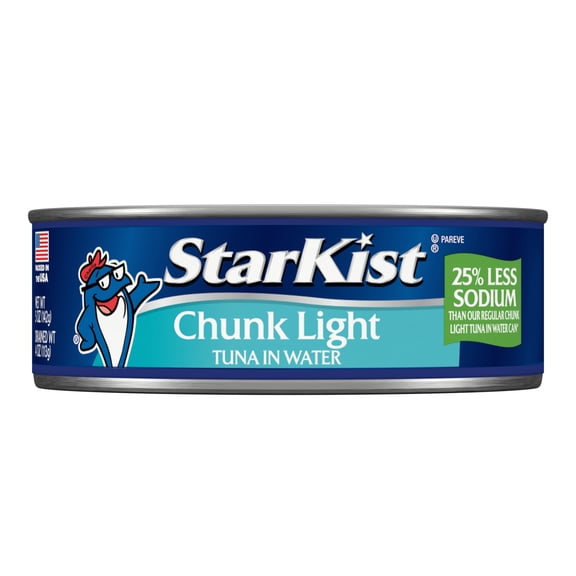 StarKist Chunk Light Tuna In Water, 25% Less Sodium, Wild Caught, 20g Protein, 5 oz Can