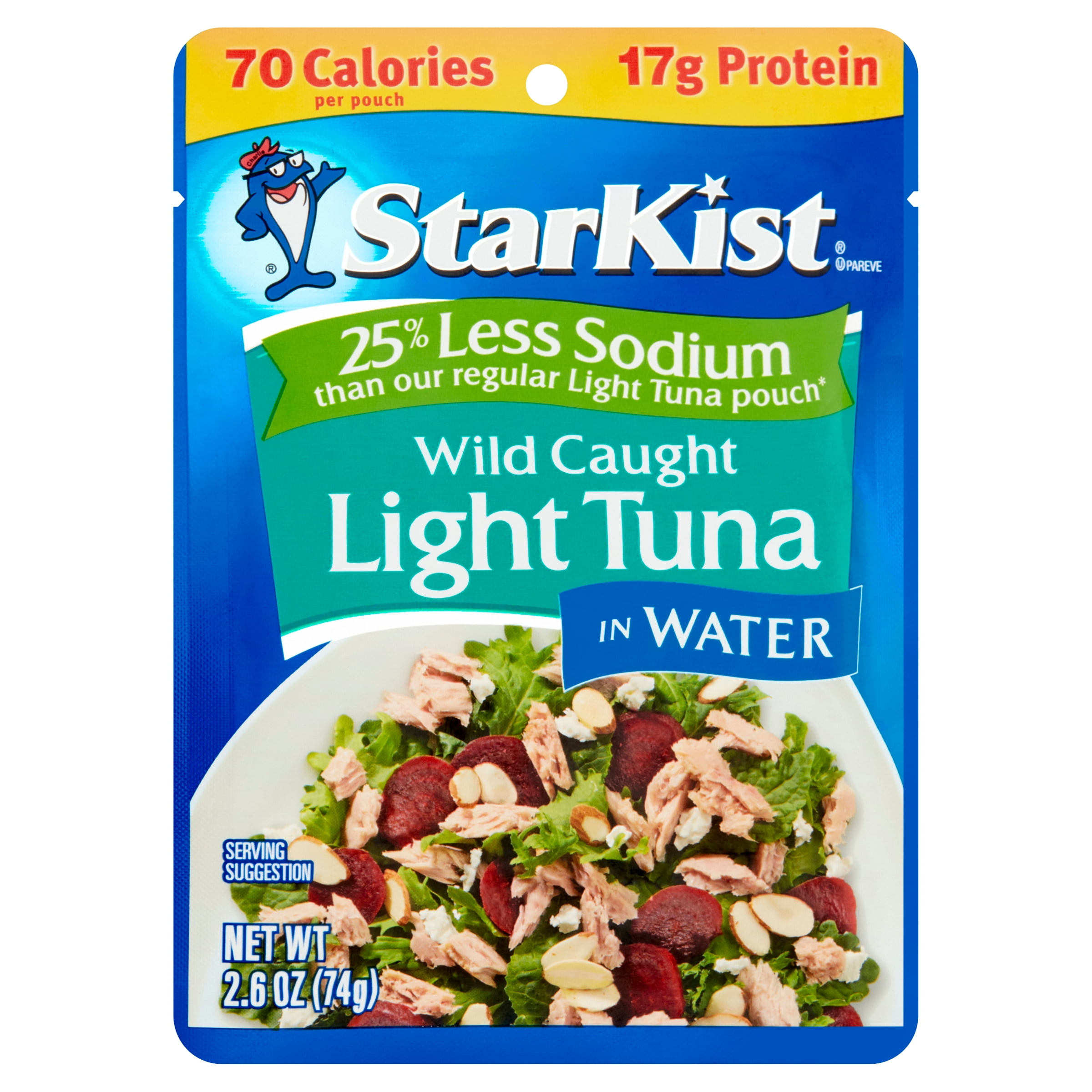 StarKist 25 Less Sodium Light Tuna in Water, 2.6 oz Pouch