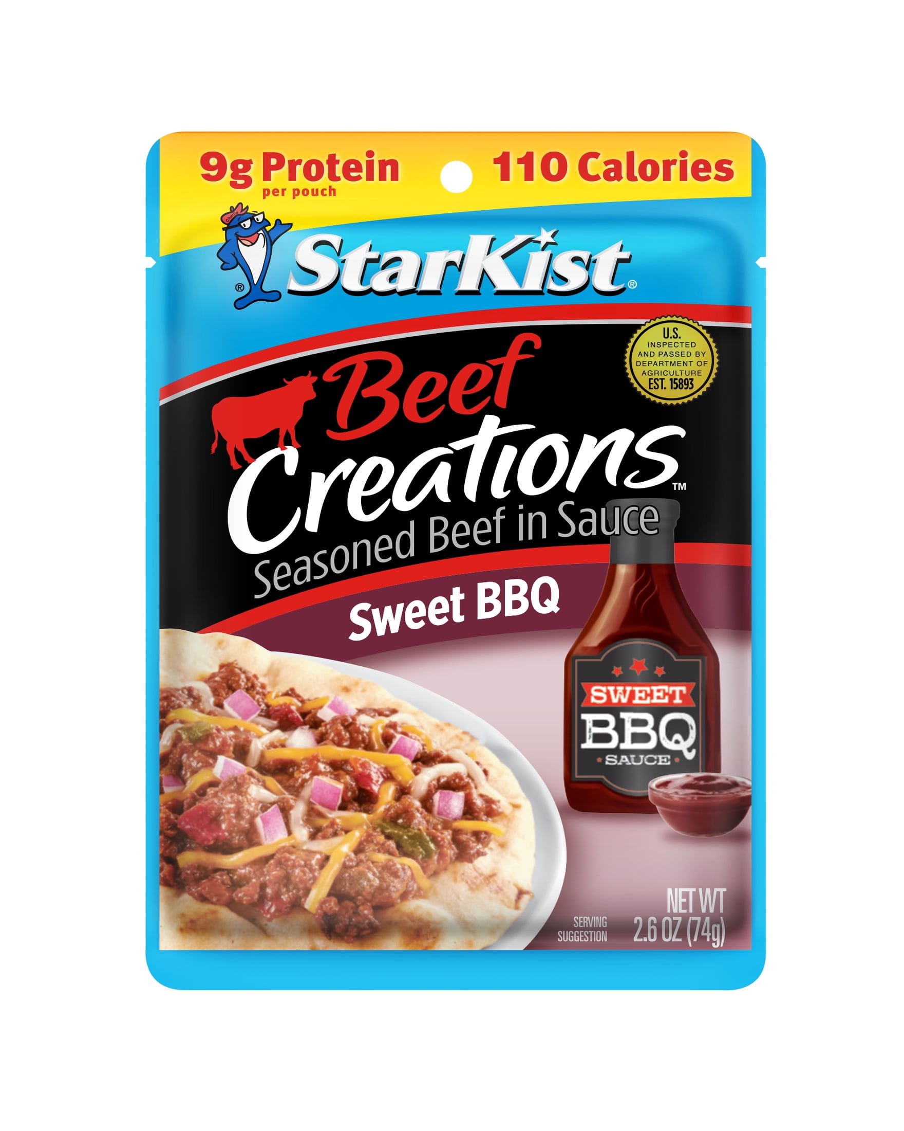 StarKist Beef Creations Sweet BBQ Seasoned Beef in Sauce, 2.6 oz Pouch