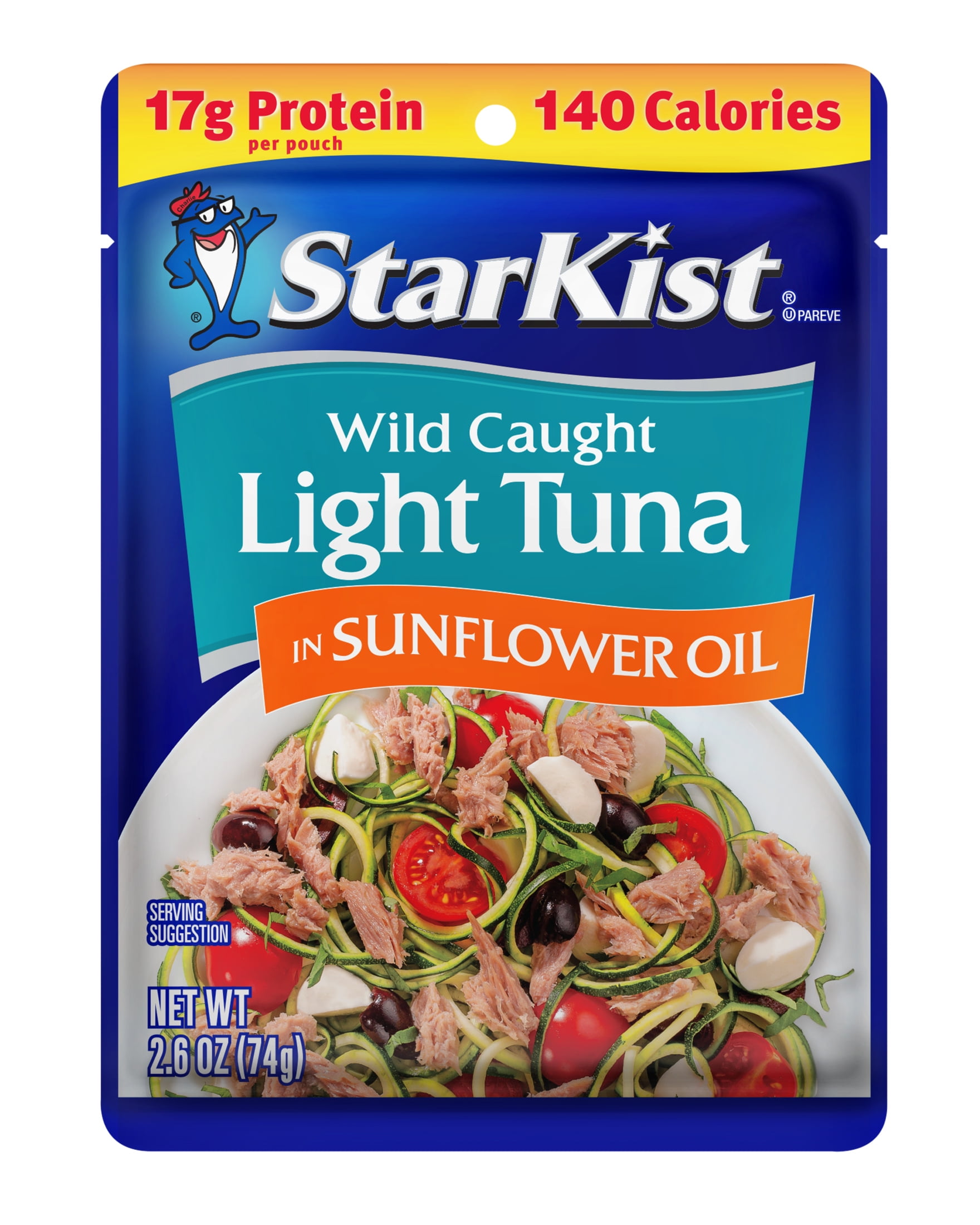 StarKist Healthy Mediterranean Chunk Light Tuna in Sunflower Oil for Salad, 2.6 oz Pouch