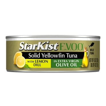 StarKist E.V.O.O. Solid Yellowfin/Light Tuna in Extra Virgin Olive Oil, Lemon Dill, 4.5 oz Can, Packaging May Vary