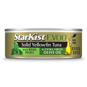 StarKist E.V.O.O. Solid Yellowfin Tuna with Basil Pesto, 28g Protein, 4.5 oz Can