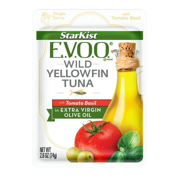 StarKist EVOO Wild Yellowfin Tuna with Tomato Basil, 2.6 oz Pouch