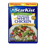StarKist Premium White Chicken, 25% Less Sodium, Gluten Free, 13g Protein, 2.6 oz Pouch