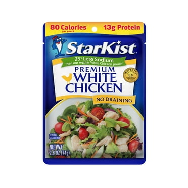 StarKist Premium White Chicken, 25% Less Sodium, 2.6 oz. Pouch