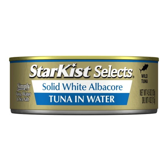 StarKist Selects Solid White Albacore Tuna in Water, Wild Caught, 30g Protein, 4.5 oz Can