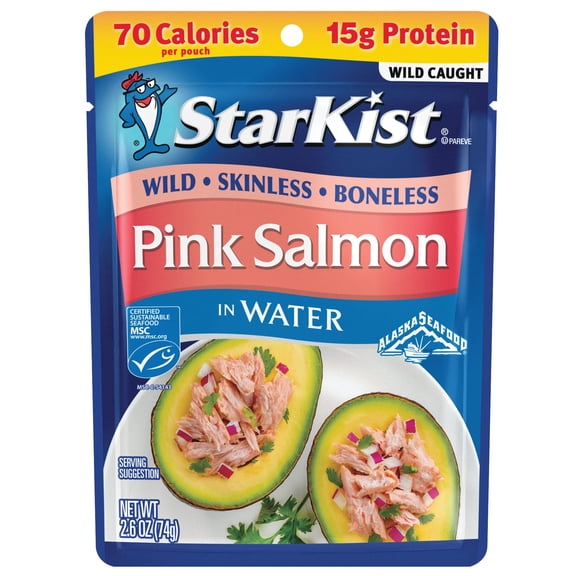 StarKist Skinless and Boneless Pink Salmon in Water, 2.6 oz Pouch (Pack of 8)
