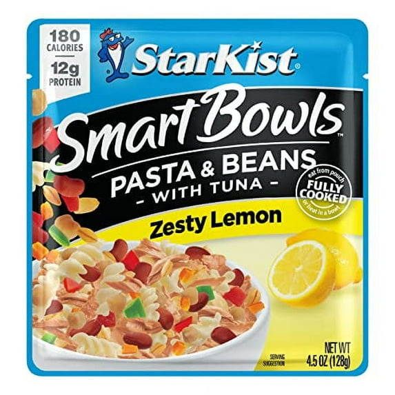 StarKist Smart Bowls Zesty Lemon, 4.5 oz Pouch (Pack of 12) – Features Pasta & Beans with Wild Caught Light Tuna