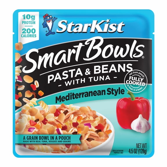 StarKist Smart Bowls Mediterranean Tuna, Pasta and Beans, 10g Protein, Ready-to-Eat, 4.5 oz Pouch