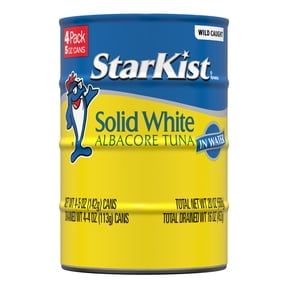 Starkist Solid White Albacore Tuna In Water 25% Less Sodium, Wild Caught, 26g Protein, 5 oz, 4 Cans