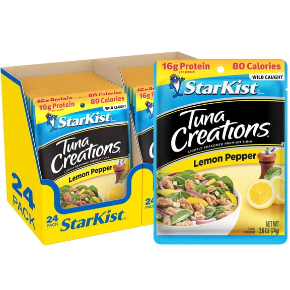 (24 pack) StarKist Tuna Creations, Lemon Pepper, Wild Caught, 16g Protein, 2.6 oz Pouch