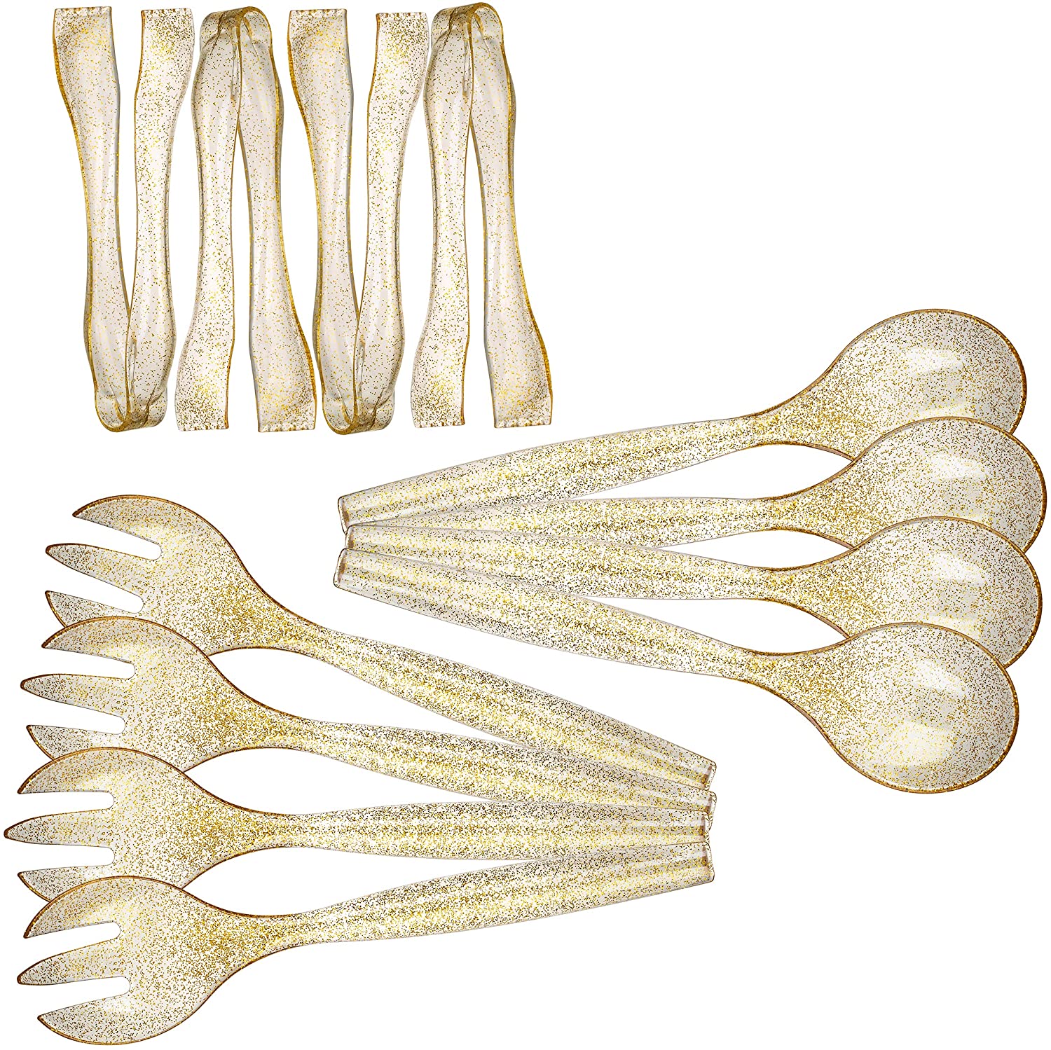 StarMar Gold Glitter Plastic Serving Utensils Disposable Serving Spoon