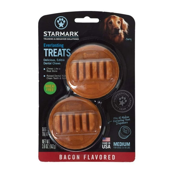 StarMark Everlasting Dog Treat Toy Bacon Edible Dental Chew Medium