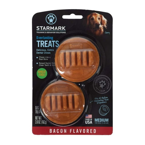 StarMark Everlasting Dog Treat Toy Bacon Edible Dental Chew Medium