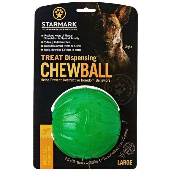 StarMark Everlasting Fun Ball LARGE 4" Treat Dispensing Chew Ball Rubber Dog Toy