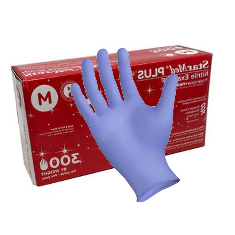 StarMed Plus SMNP303 Powder-Free, Nitrile Exam Grade Disposable Gloves, Medium, 2-4 mil, 300/Box