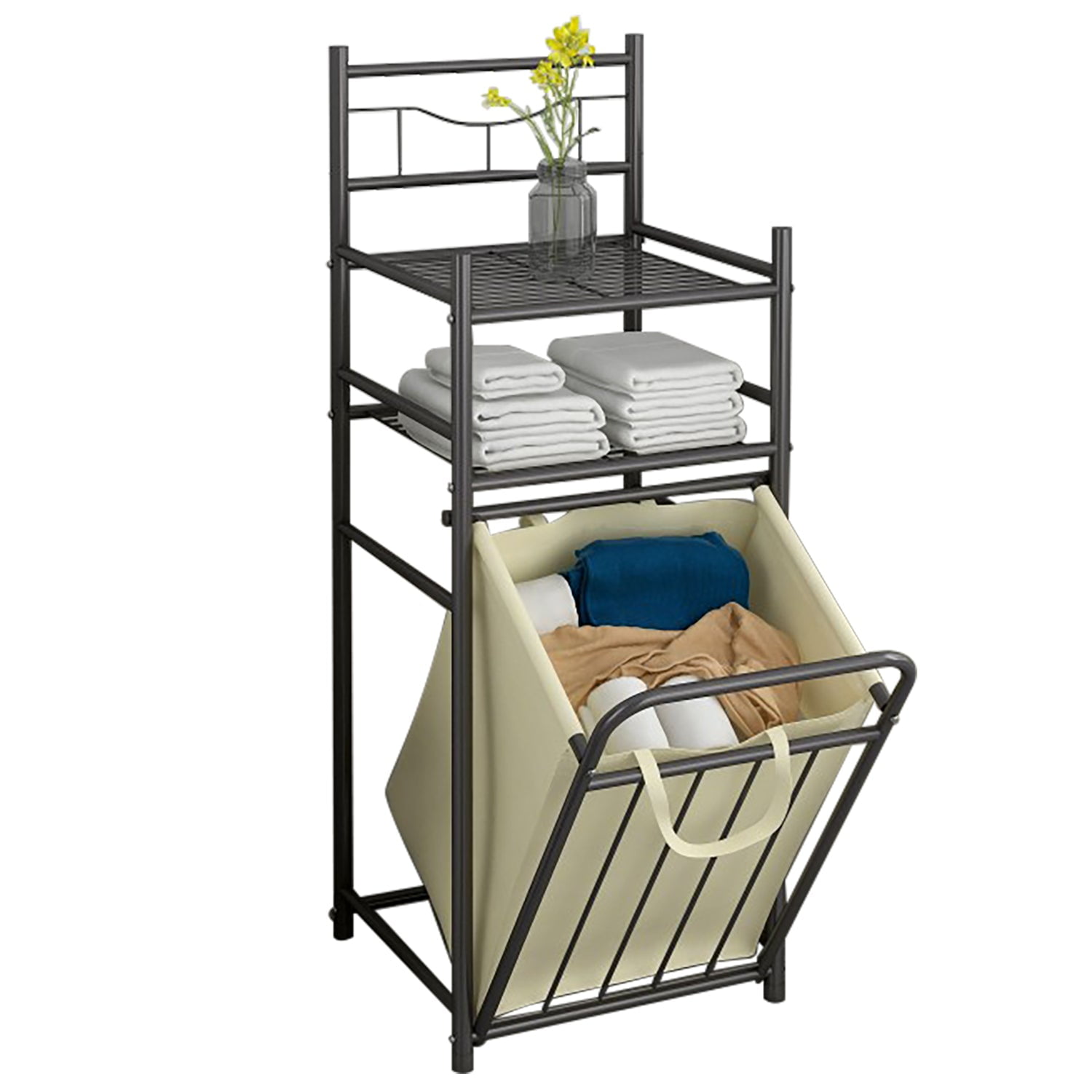 StarNight Metal Bathroom Storage Unit with Hamper