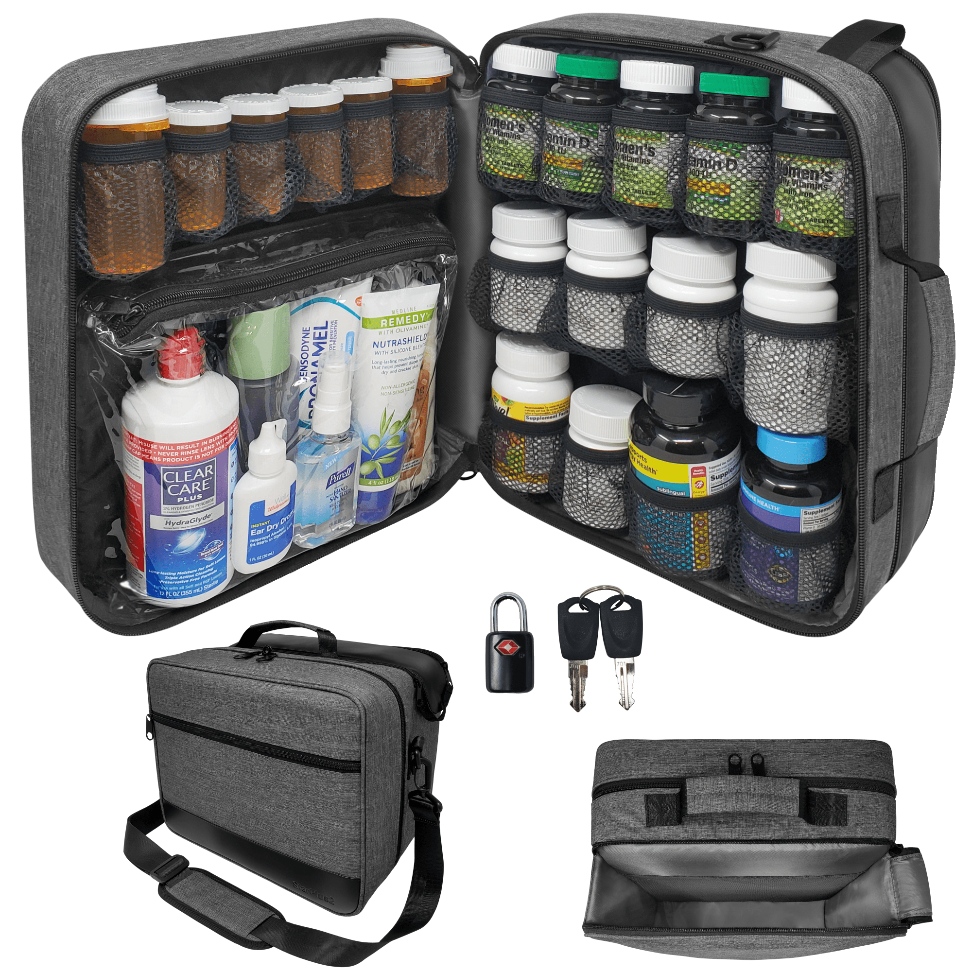 StarPlus2 ExtraLarge Modular Pill Bottle Bag Gray
