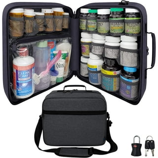 SITHON Pill Bottle Organizer Medicine Storage Bag Medication Travel  Carrying Case Manager with Handle, Detachable Pockets Modular for  Medications