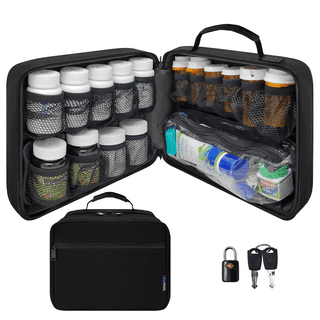Damero Locking Pill Bottle Organizer, Medicine Storage Bag Medication  Organizer Travel Carrying Case for Large Pill Bottles, Medications and  Medical