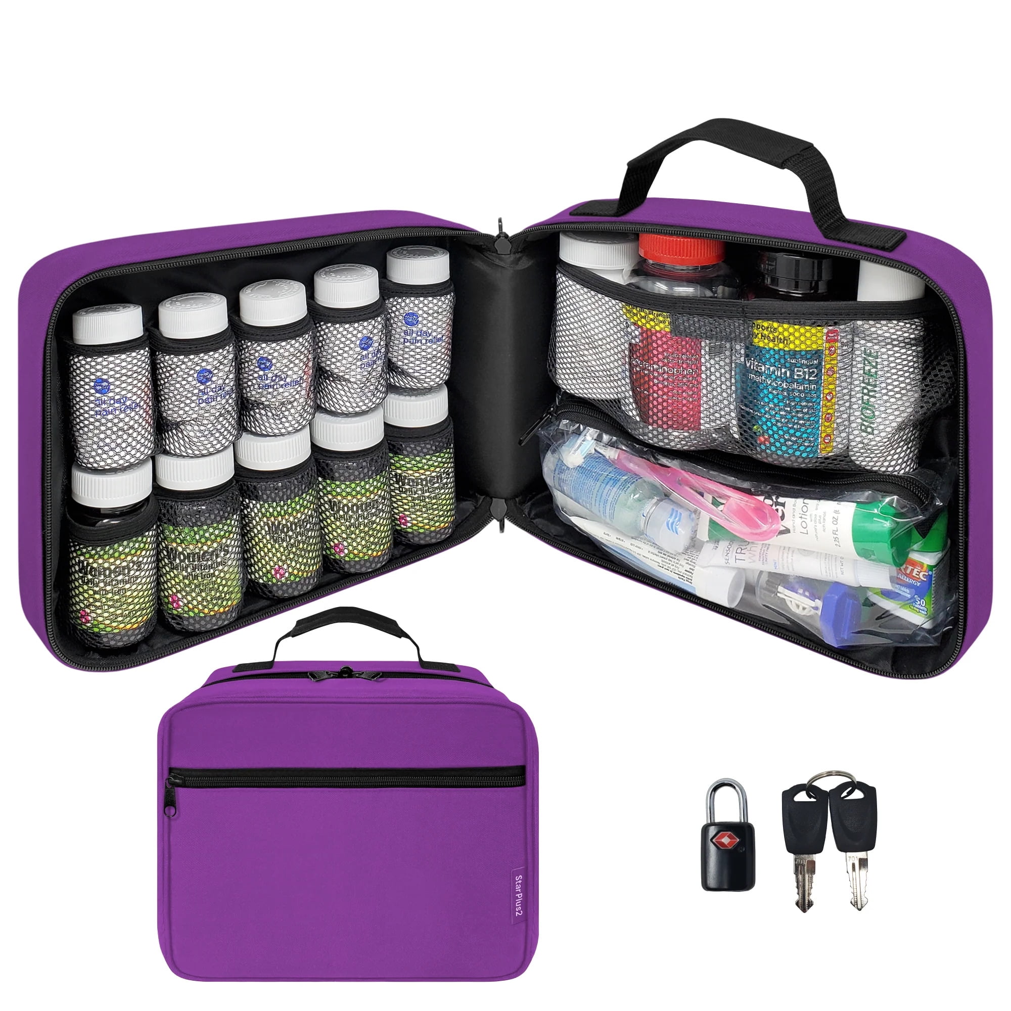 Mossime Supplement Organizer with Extra Large 7 Compartments, TPU Soft Lid  Easy Open Pill Dispenser, One Month Travel Medication Organizer Storage  Vitamin Holder, Medicine Container Pill Bottle Purple
