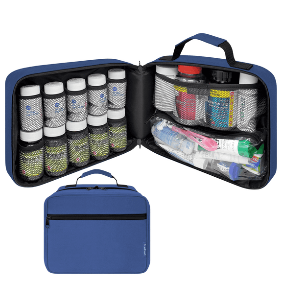 StarPlus2 Large Original Pill Bottle Organizer, Medicine Bag - Blue