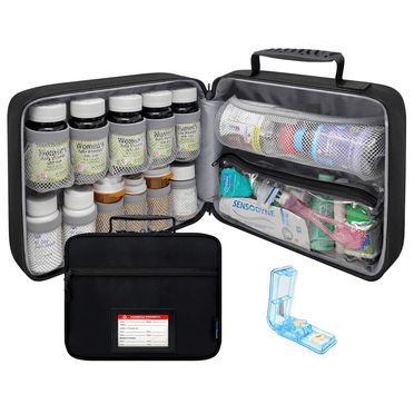 StarPlus2 Large Select Pill Bottle Organizer, Medicine Bag - Black