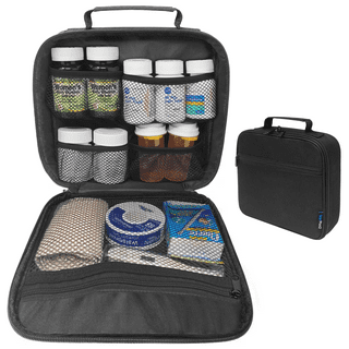 LEIKOLL Medicine Storage Bag, Pill Bottle Organizer with Shoulder Strap,  Travel Medicine Organizer Box, First Aid Kit with Portable Small Bag