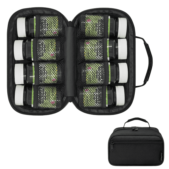 StarPlus2 Small Pill Bottle Organizer for Travel, Medicine Bag, Carrier for Prescription Medications - Black