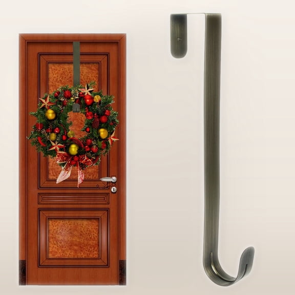 StarQualityBargain 12in Metal Wreath Hanger for Front Door, Non-Scratch Door Hook, Brass