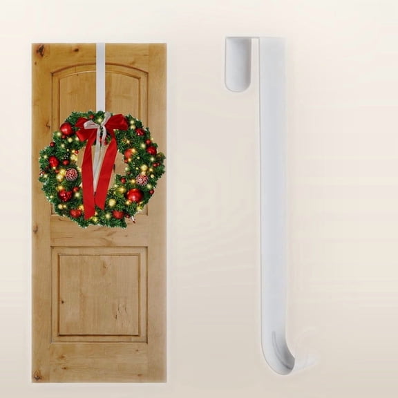 StarQualityBargain 15in Metal Wreath Hanger for Front Door, Non-Scratch Door Hook, White