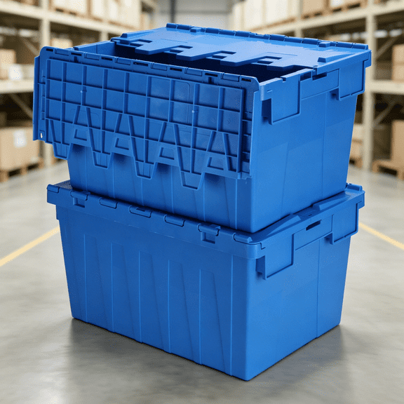 StarQualityBargain 16 Gallon Storage Totes with Lids, Stackable Plastic Storage Bins with Latches for Garage Camping Moving, Blue, 2 Pack