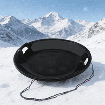 StarQualityBargain 25-Inch Heavy-Duty Cold Resistant Downhill Pro Plastic Outdoor Winter Saucer Disc Snow Sled with Handles, Black