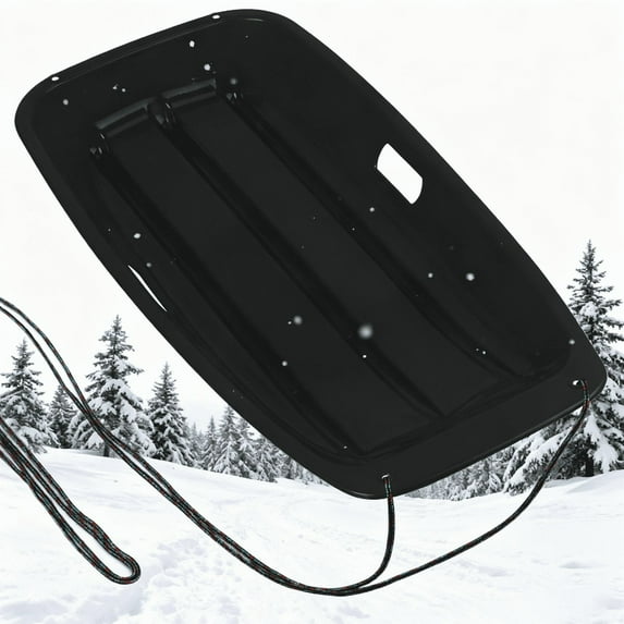 StarQualityBargain 36-Inch Durable Downhill Sprinter Toboggan Snow Sled for Kids, Boys, Girls, and Adults, Featuring Built-in Handles and Pulling Rope - Black