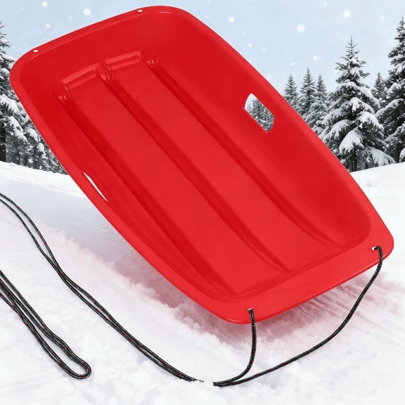 StarQualityBargain 36-Inch Durable Downhill Sprinter Toboggan Snow Sled for Kids, Boys, Girls, and Adults, Featuring Built-in Handles and Pulling Rope - Red