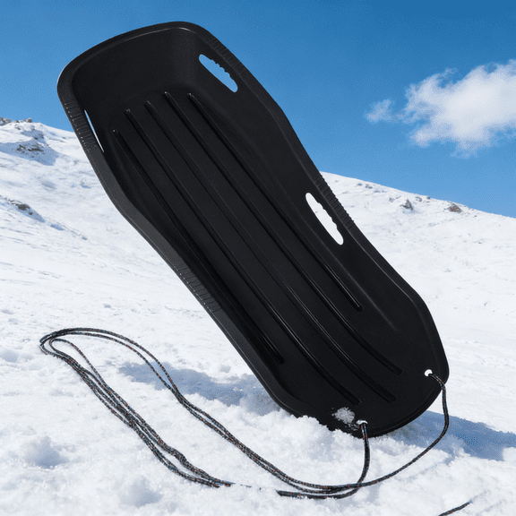 StarQualityBargain 48-Inch Durable Downhill Sprinter Toboggan Snow Sled for Kids, Boys, Girls, and Adults, Featuring Built-in Handles and Pulling Rope - Black