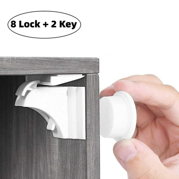StarQualityBargain 8-Pack Magnetic Cabinet Locks with 2 Keys, Baby Proofing Safety Latches for Cabinets Drawers Doors, Child Proof Kitchen & Bathroom Lock