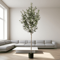 StarQualityBargain Artificial Olive Plants with Realistic Leaves and Natural Trunk, Silk Fake Olive Tree in Pot, Faux Olive Tree for Office Home, 6 FT