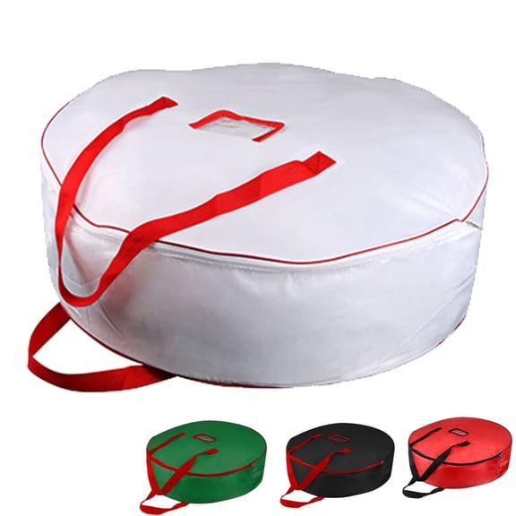 StarQualityBargain Christmas Wreath Storage Bag Heavy Duty 25" White Xmas Wreath Container with Zipper Durable Holiday Wreath Protection