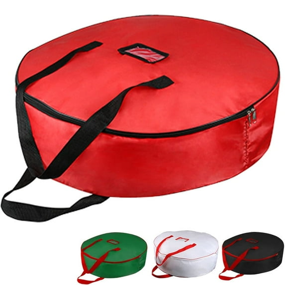 StarQualityBargain Christmas Wreath Storage Container 25" Red Water-Resistant Dual Zippered Heavy Duty Holiday Wreath Storage Bag
