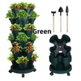 thumbnail image 1 of StarQualityBargain Spring Gardening Special: Dual Stackable Planters with Wheels - 6-Tier PVC Planter for Strawberries, Herbs & Vegetables, Green, 1 of 8