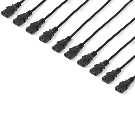 StarTech.com 10ft (3m) Computer Power Cord, NEMA 5-15P to C13, 10A 125V, 18AWG, 10 Pack, Black Replacement AC Power Cord, Printer Power Cord, Monitor/PC Power Supply Cable - UL Listed