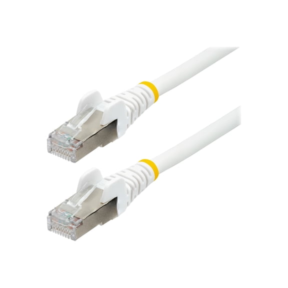 StarTech 12ft CAT6a Ethernet Cable - Low Smoke Zero Halogen (LSZH) - 10 Gigabit 500MHz 100W PoE RJ45 S/FTP White Network Patch Cord Snagless w/Strain Relief (NLWH-12F-CAT6A-PATCH)